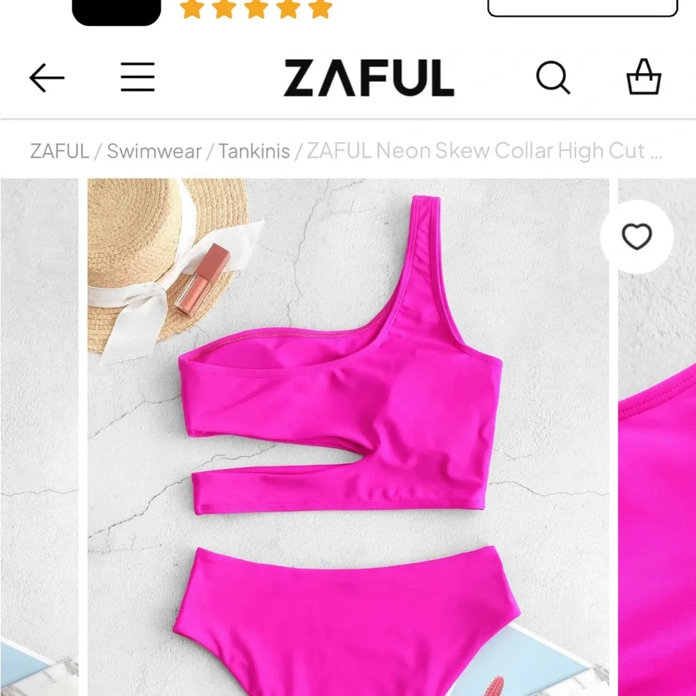 ZAFUL, pink cut out bikini top with padding, Medium